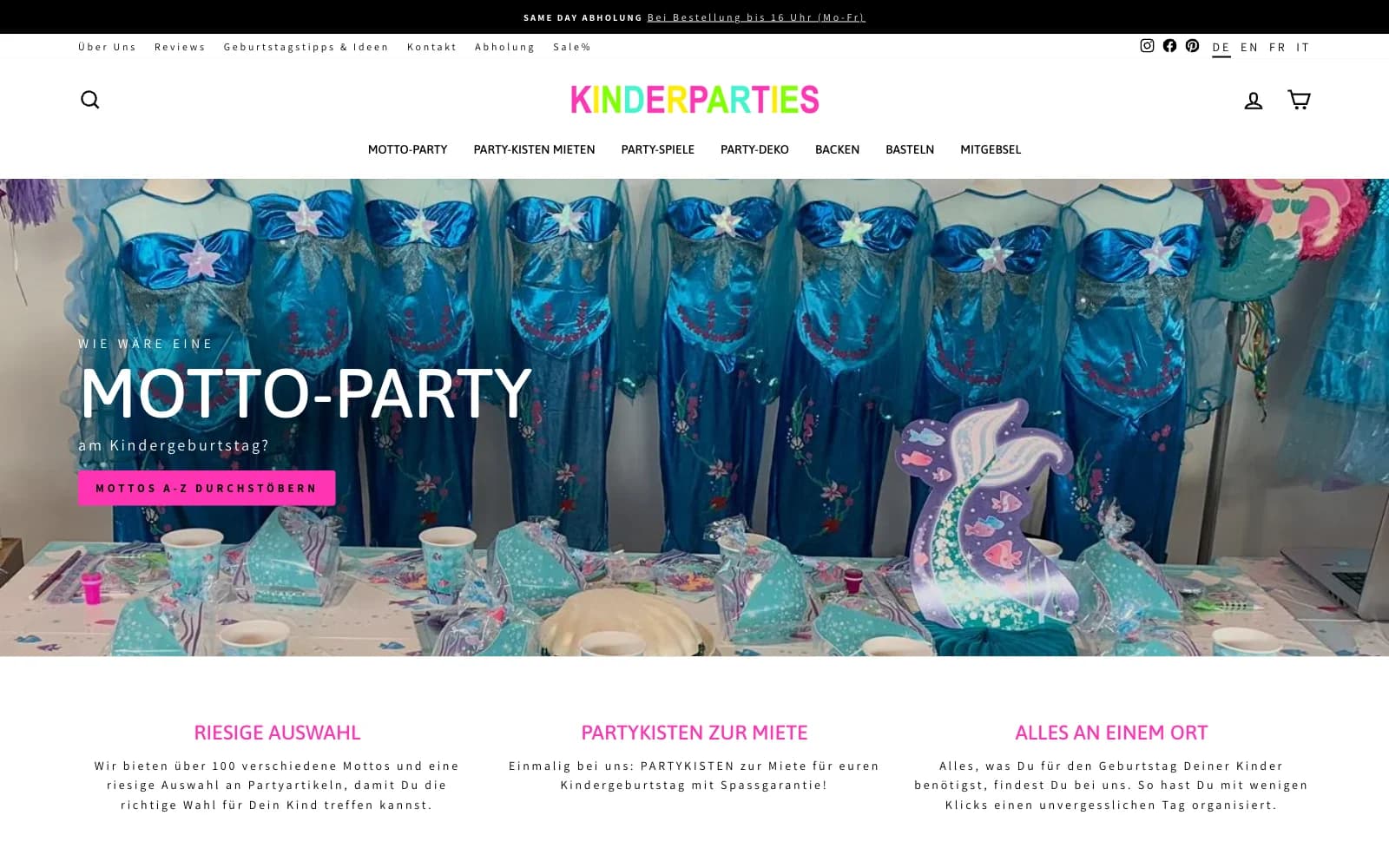 kinderparties.ch Website